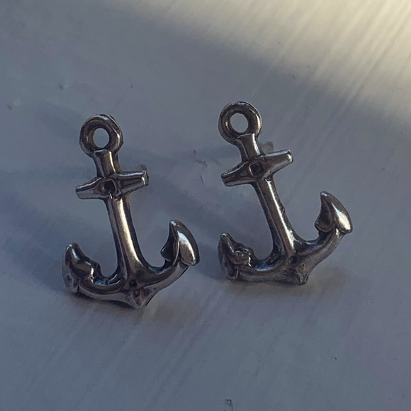 Sterling Silver Anchor Earrings - Picture 4 of 9